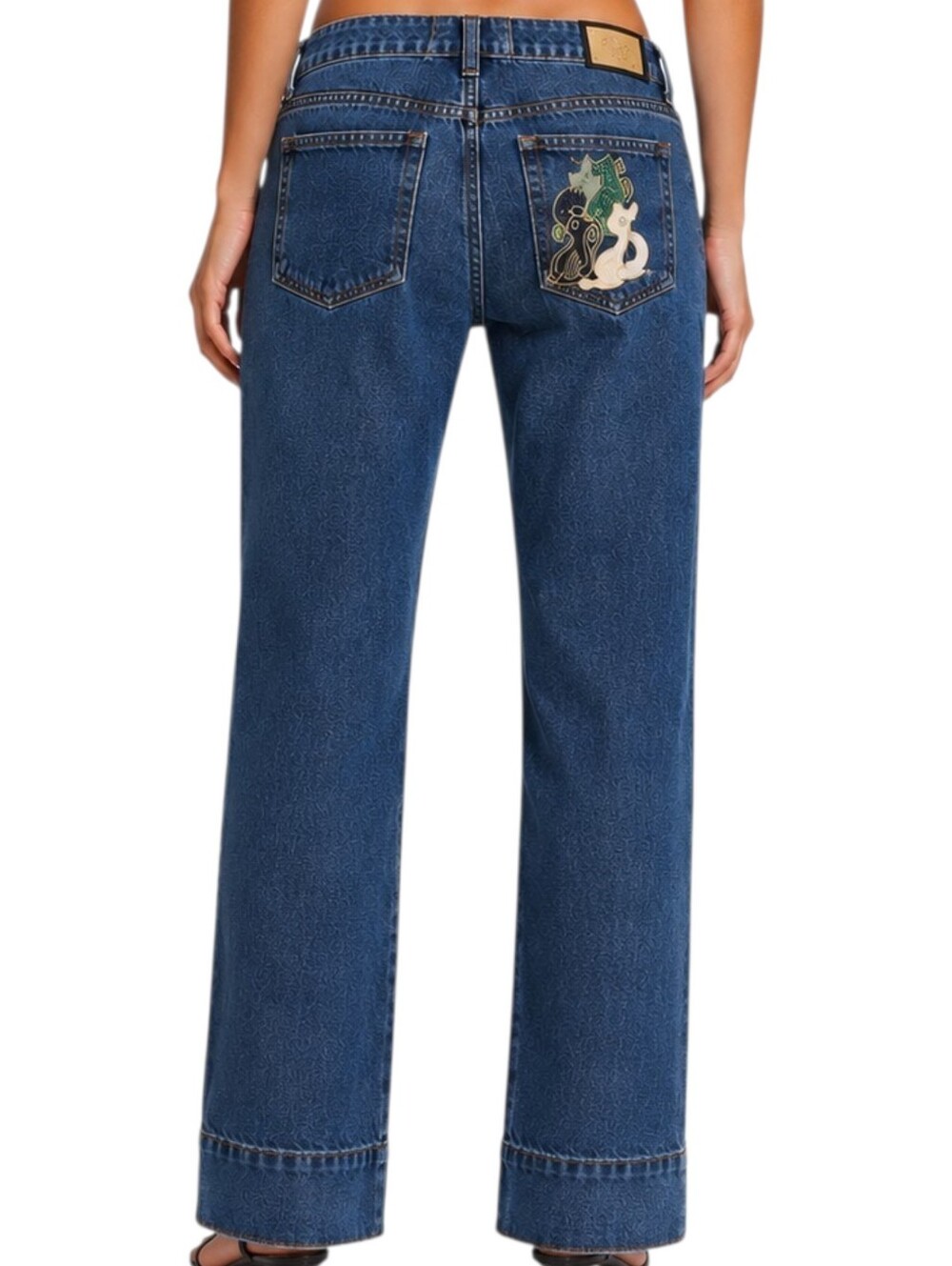 Vintage Baby Phat Cat Embroidered Jeans Women 30 Blue Gold Plate Logo Y2K